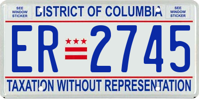 DC license plate ER2745