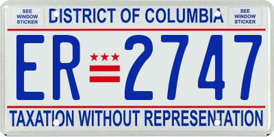 DC license plate ER2747