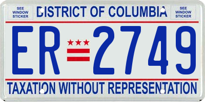 DC license plate ER2749