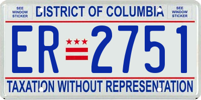 DC license plate ER2751