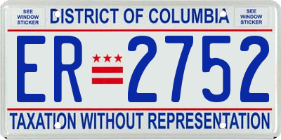 DC license plate ER2752