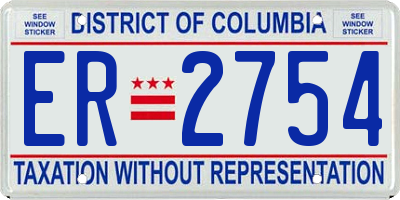 DC license plate ER2754