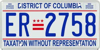 DC license plate ER2758