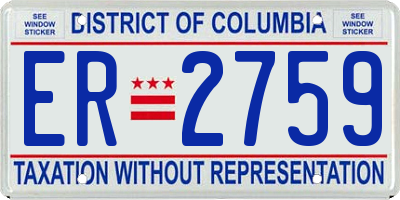 DC license plate ER2759