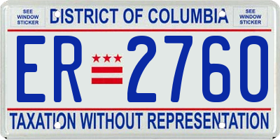 DC license plate ER2760