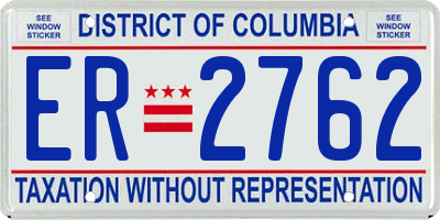 DC license plate ER2762