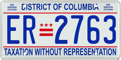 DC license plate ER2763