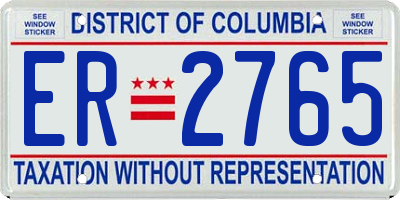DC license plate ER2765
