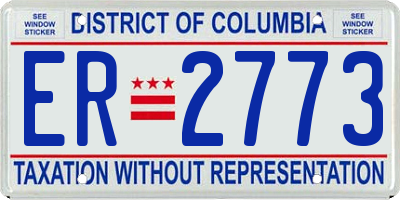 DC license plate ER2773