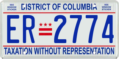 DC license plate ER2774