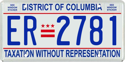 DC license plate ER2781