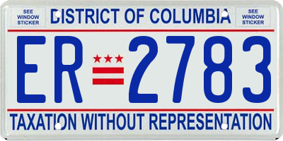 DC license plate ER2783