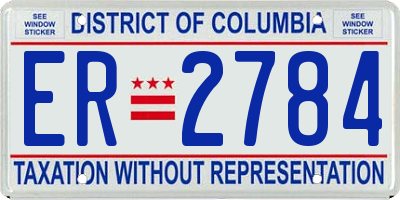 DC license plate ER2784
