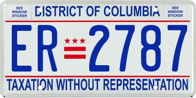 DC license plate ER2787