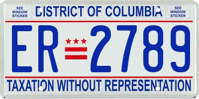 DC license plate ER2789