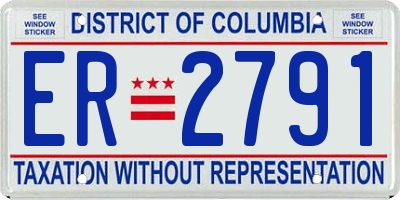DC license plate ER2791