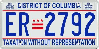 DC license plate ER2792