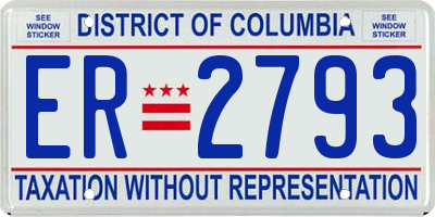 DC license plate ER2793