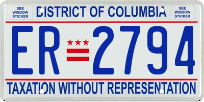 DC license plate ER2794