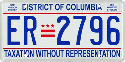 DC license plate ER2796
