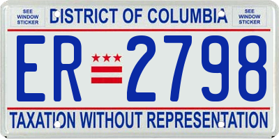 DC license plate ER2798