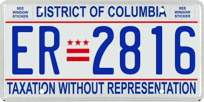 DC license plate ER2816