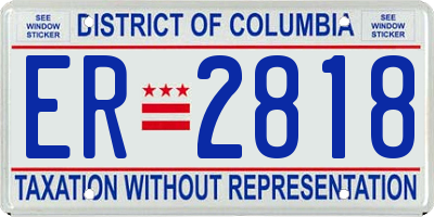 DC license plate ER2818