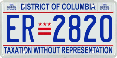 DC license plate ER2820
