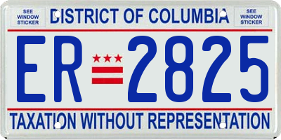 DC license plate ER2825