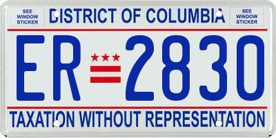 DC license plate ER2830