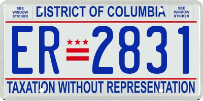 DC license plate ER2831