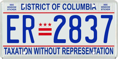 DC license plate ER2837