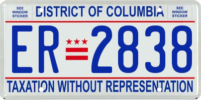 DC license plate ER2838