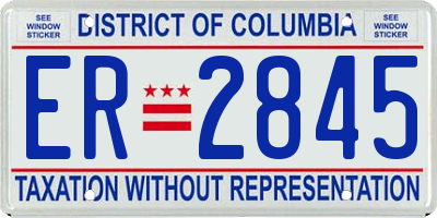DC license plate ER2845