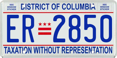 DC license plate ER2850