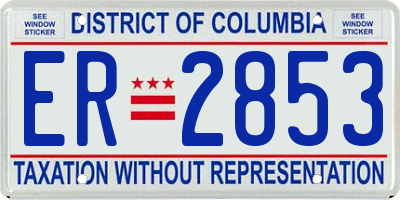 DC license plate ER2853