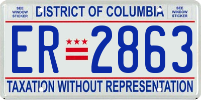 DC license plate ER2863