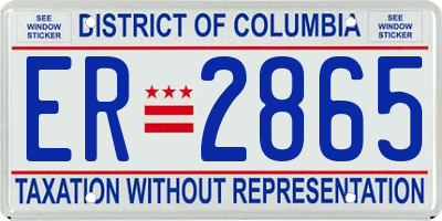 DC license plate ER2865