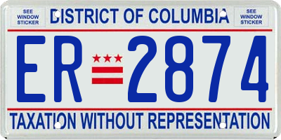 DC license plate ER2874