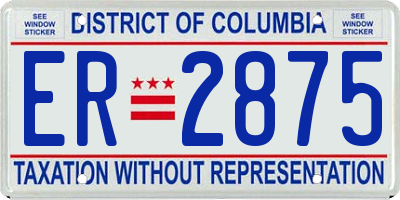 DC license plate ER2875