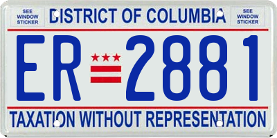 DC license plate ER2881