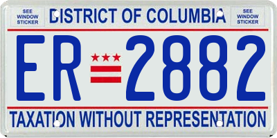 DC license plate ER2882