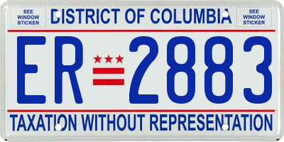 DC license plate ER2883