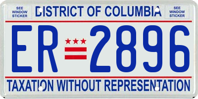DC license plate ER2896