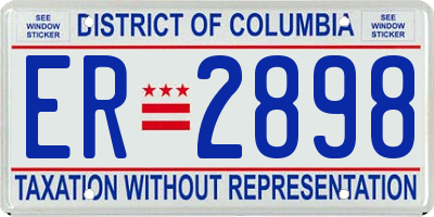 DC license plate ER2898