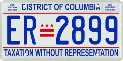 DC license plate ER2899