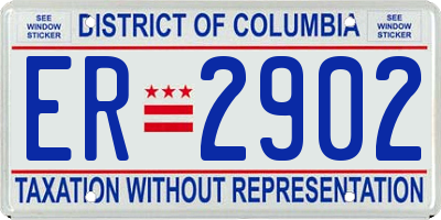 DC license plate ER2902
