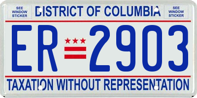 DC license plate ER2903