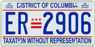 DC license plate ER2906