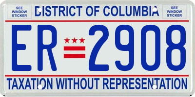 DC license plate ER2908